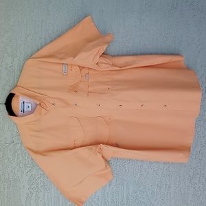 Columbia PFG Bonehead Men's Shirt Short Sleeve Size XL Light Orange